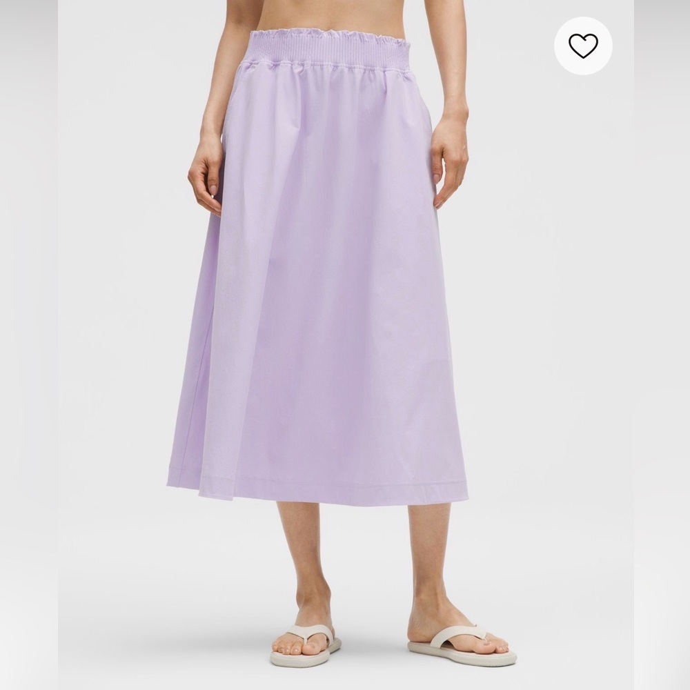 Lululemon Stretch Woven Ruffle Waist Midi Skirt - Lavender Frost - Medium